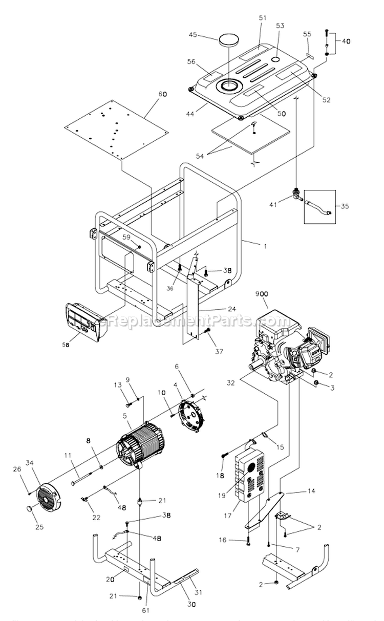 Page C Diagram and Parts List for 030345-0  Briggs and Stratton Generator